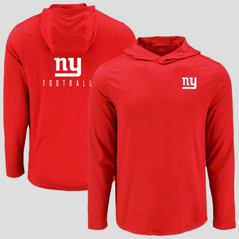Men 2026 NFL New York Giants Hooded long sleeved T-shirt red 05->nfl t-shirts->Sports Accessory